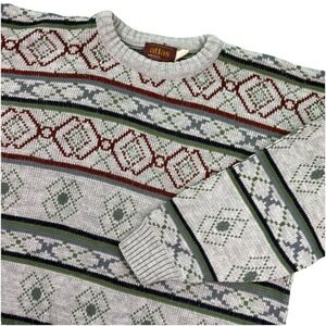 Vintage Atlas‎ Gray Abstract Geometric Textured Stripe 90s Y2K Sweater Size XL
